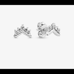 - Authentic Pandora Sterling Silver Tiara Wishbone Stud CZ Earrings 298274…